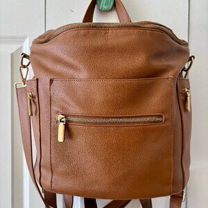 Miss Fong Large Leather Diaper Bag Backpack
